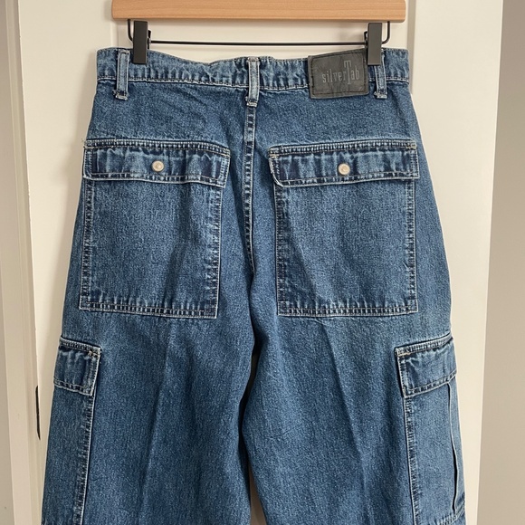 Vintage Y2K Levi's Silvertab Cargo Baggy Jeans Medium Wash 31x34 VTG Loose - Picture 4 of 9